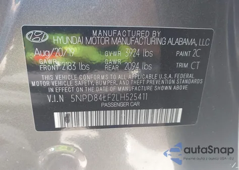 2020 Hyundai Elantra Sel из США, поврежденный, VIN 5NPD84LF2LH525411